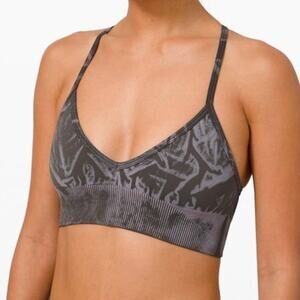 Lululemon ebb to street bra size 6 stone wash sports bra tiedye black/gray